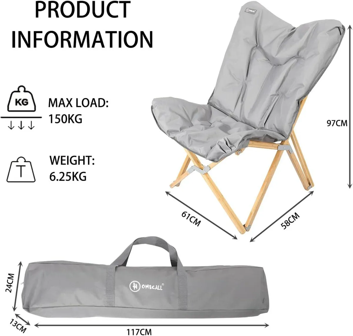 Folding Garden Chair bamboo tube Cationic - Image 2