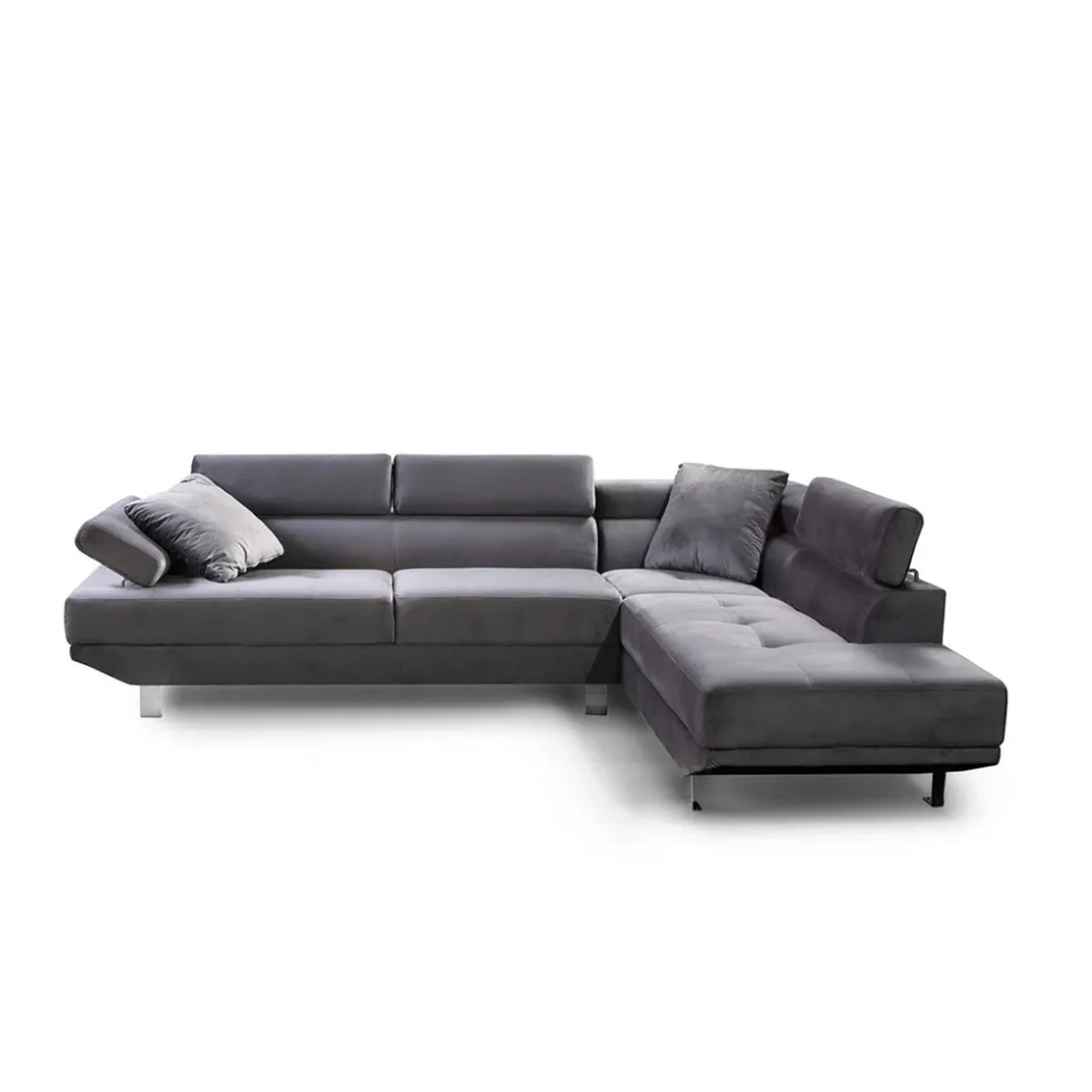 Grey velvet Premium 262cm Corner Chaise Sofa. - Image 3