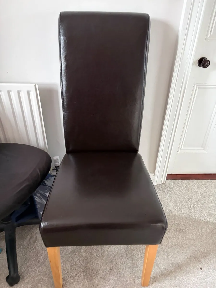 Dining Chairs  6 Brown Leather - Image 2