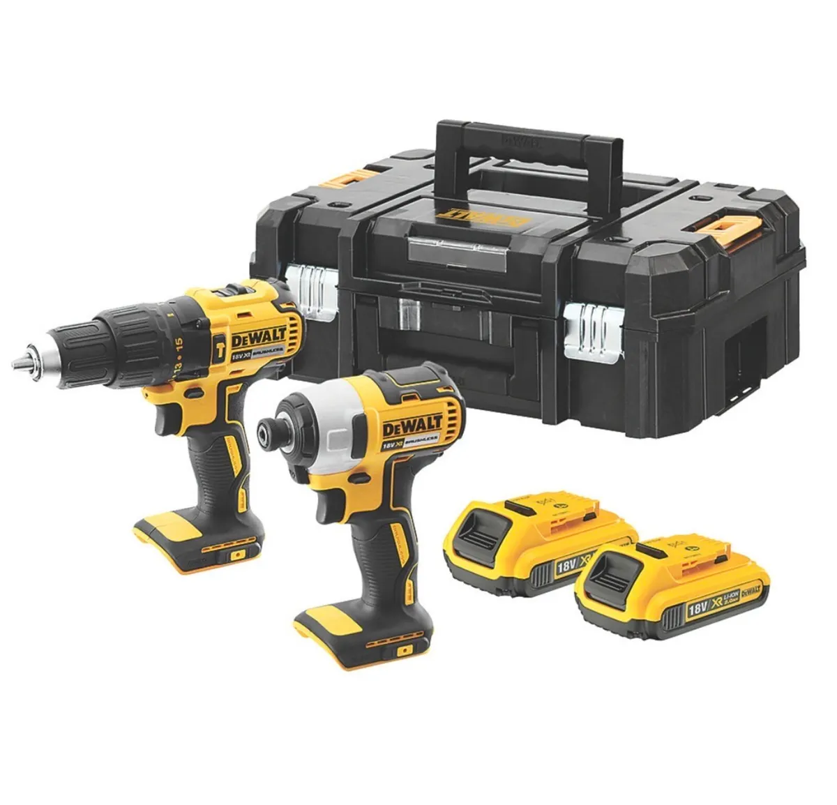 De Walt Twin Pack, impact&drill 2x2ah batteries+ch - Image 1