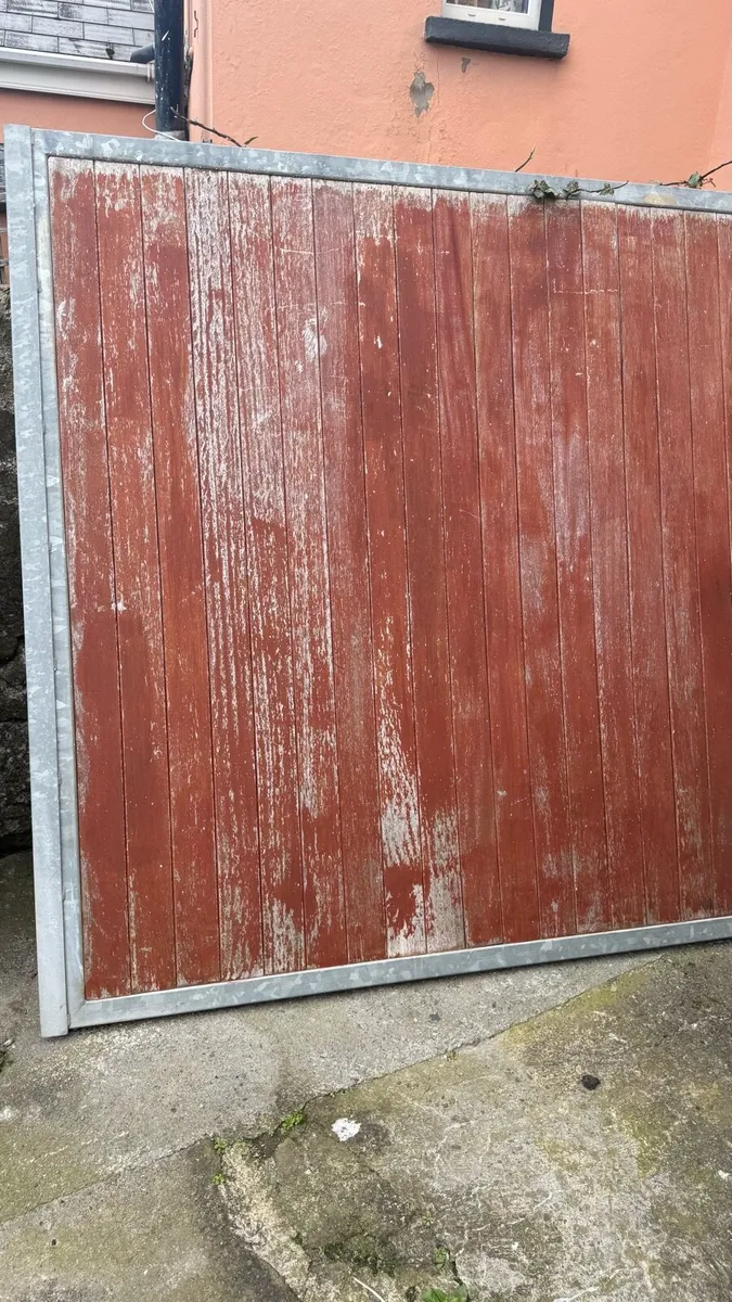 Galvanised Gates with teak infill - Image 1