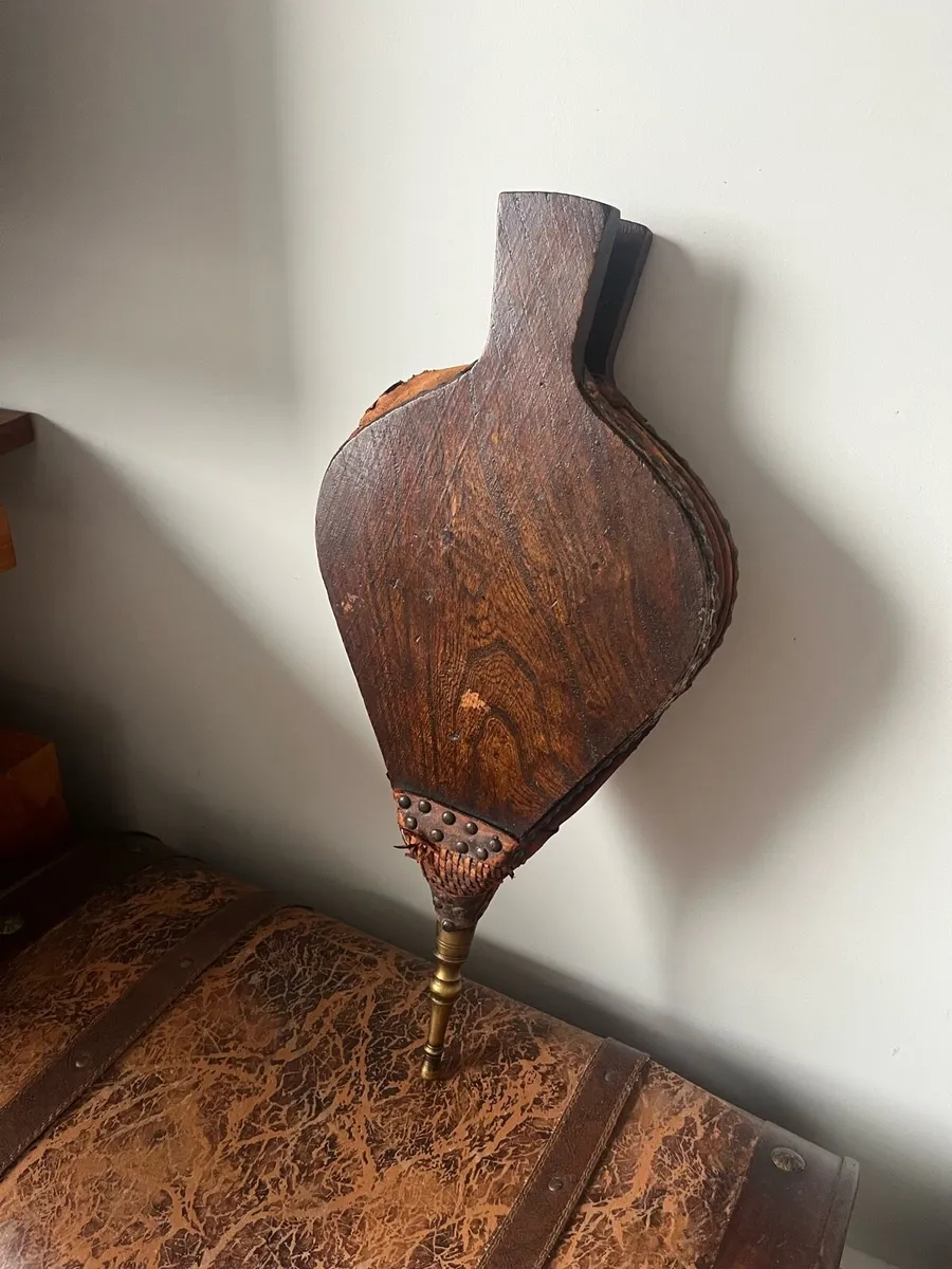 Antique Oak & Leather Fire Bellows - Image 1