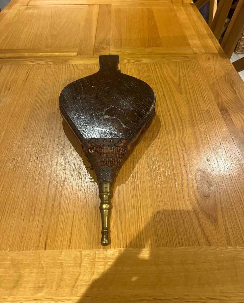 Antique Oak & Leather Fire Bellows - Image 3