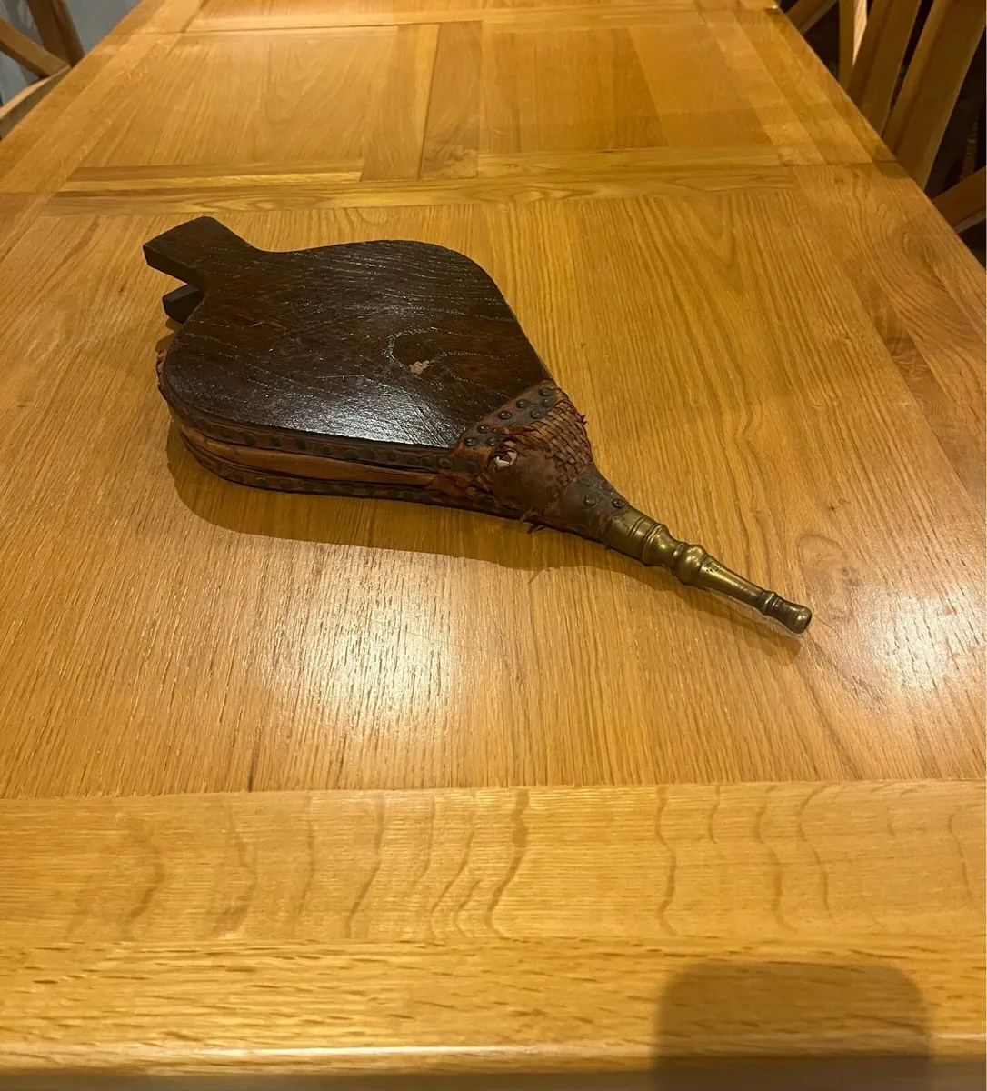 Antique Oak & Leather Fire Bellows - Image 4