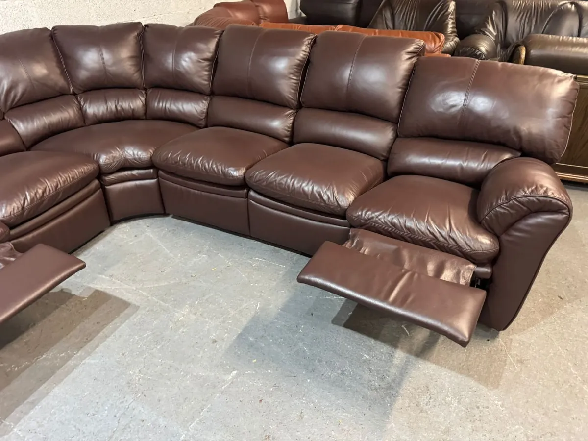 Luxurious Deep Brown Real Leather Corner Sofa - Image 4