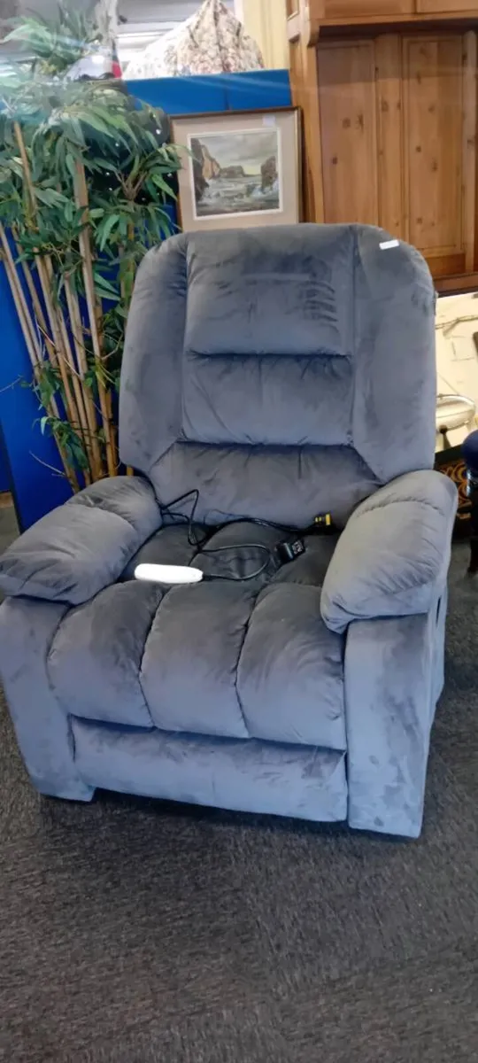 Modern Grey Velvet Recline Armchair - Image 1