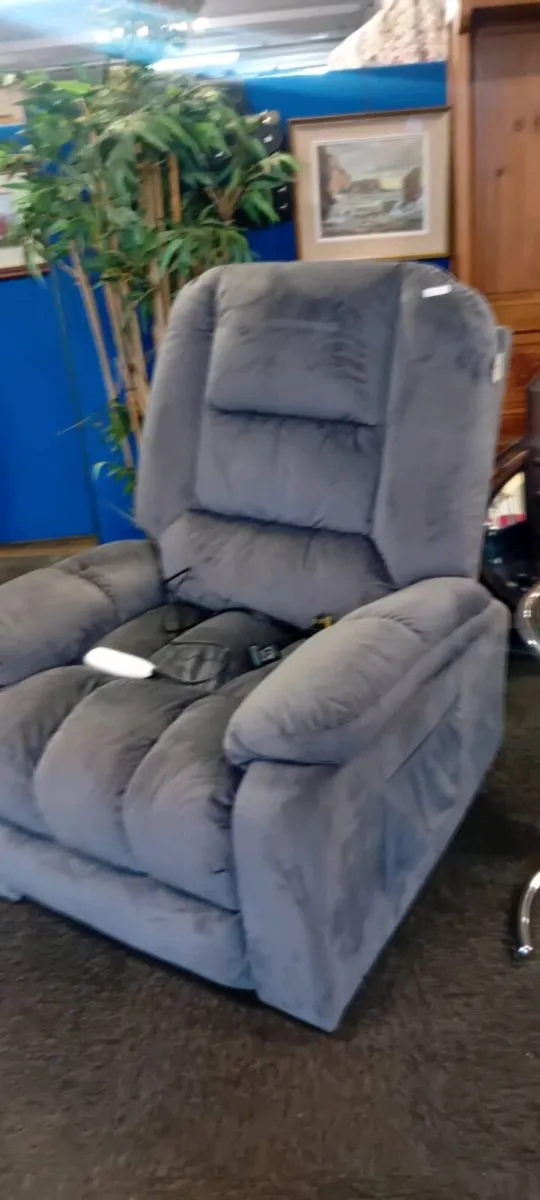 Modern Grey Velvet Recline Armchair - Image 2