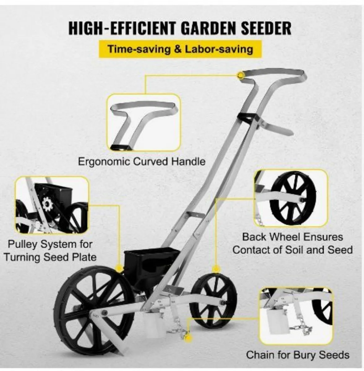 Garden Seeder, Metal Precision Garden Push Seeder - Image 4