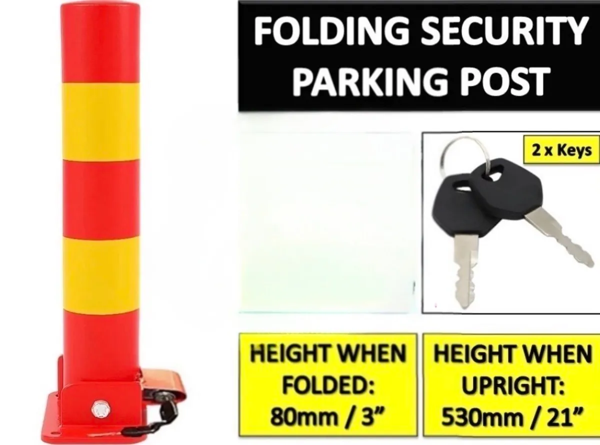 NEW Folding Locking Parking Bollard Barrier Post - Image 1