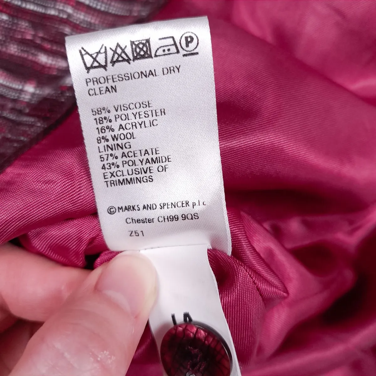 Marks & Spencer Pink Tweed Blazer 10UK/38EU - Image 2