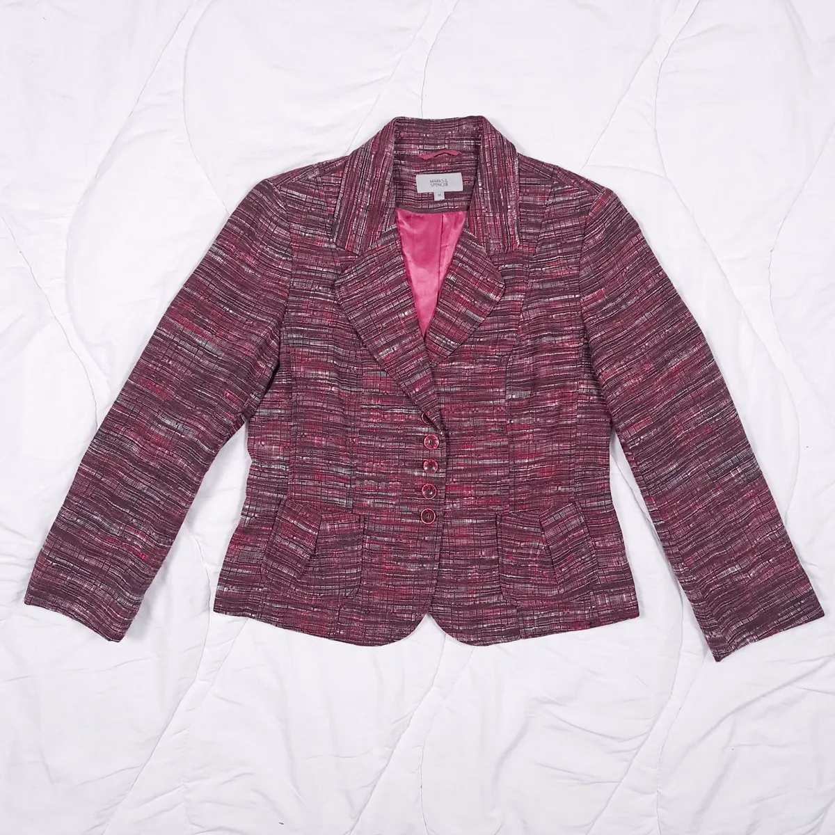 Marks & Spencer Pink Tweed Blazer 10UK/38EU - Image 1