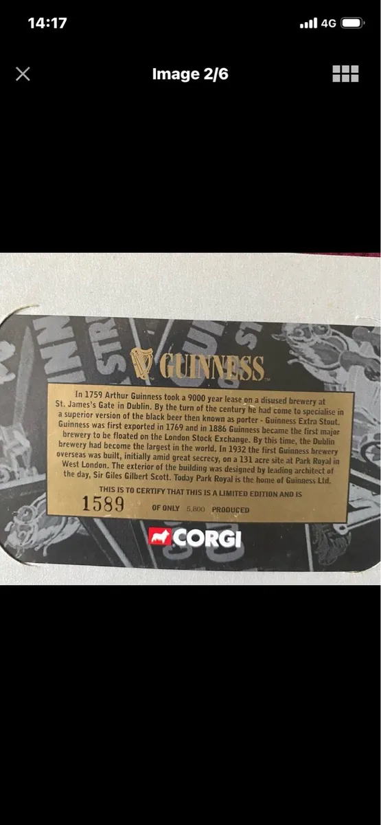 Limited Edition Corgi Guinness Delivery Truck - Image 2