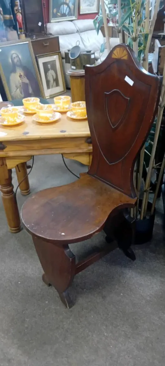 Antique Mahogany Inlaid Shield Back Chair