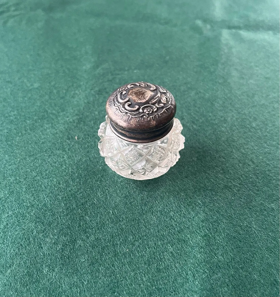 Antique Silver Mounted Powder Jar - Image 1