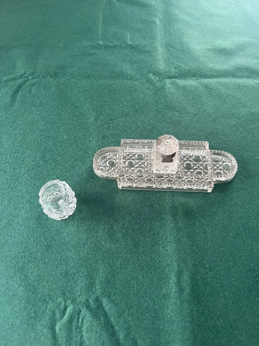 Antique Crystal Condiment Set - Image 3