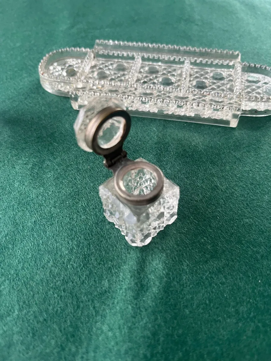 Antique Crystal Condiment Set - Image 4