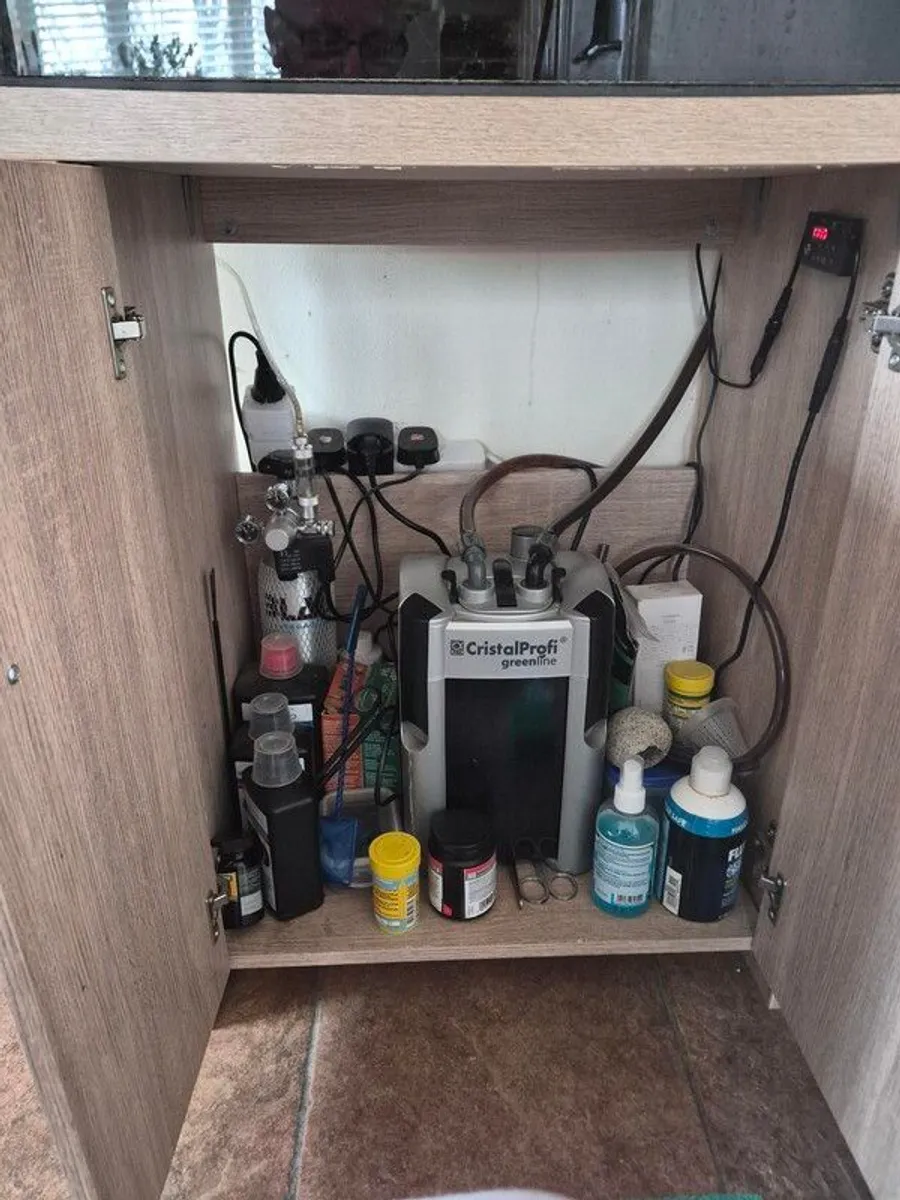 Complete Planted Aquarium Setup & Oak Cabinet - Image 4