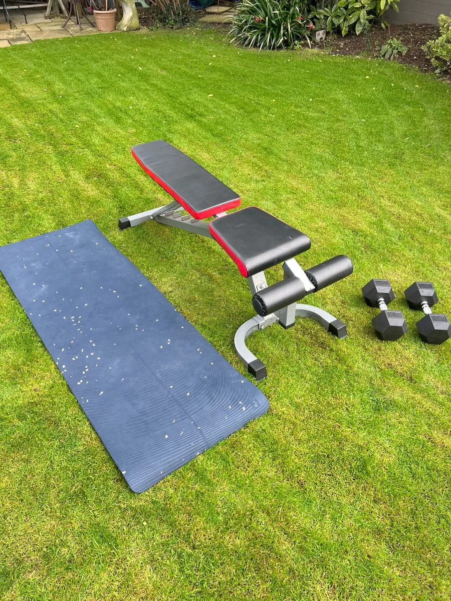 Dumbbells, Mat and Weight bench. - Image 1