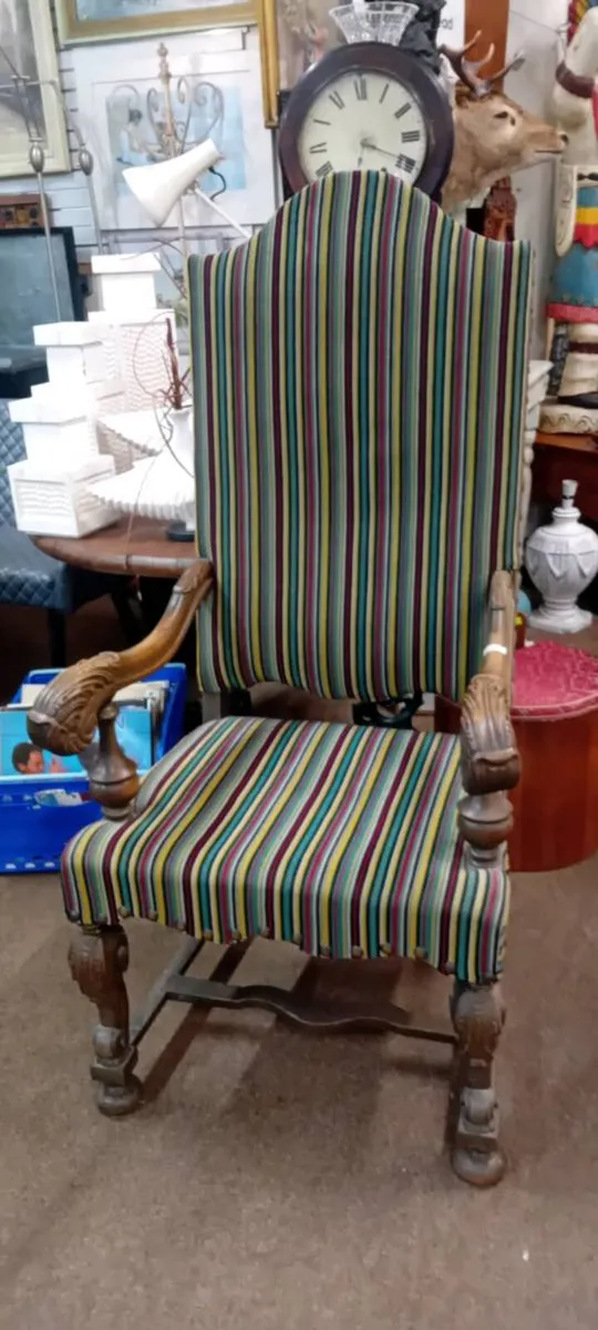 Oversized Ornade Carved Oak Armchair