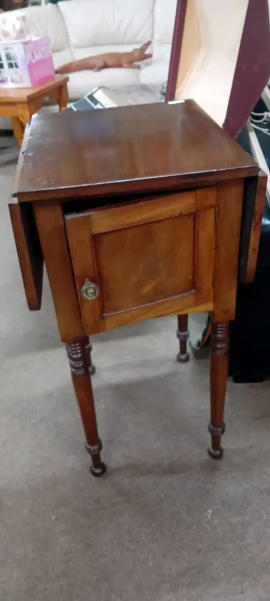 Antique Mahogany Drop Leaf Pot Cupboard - Image 2