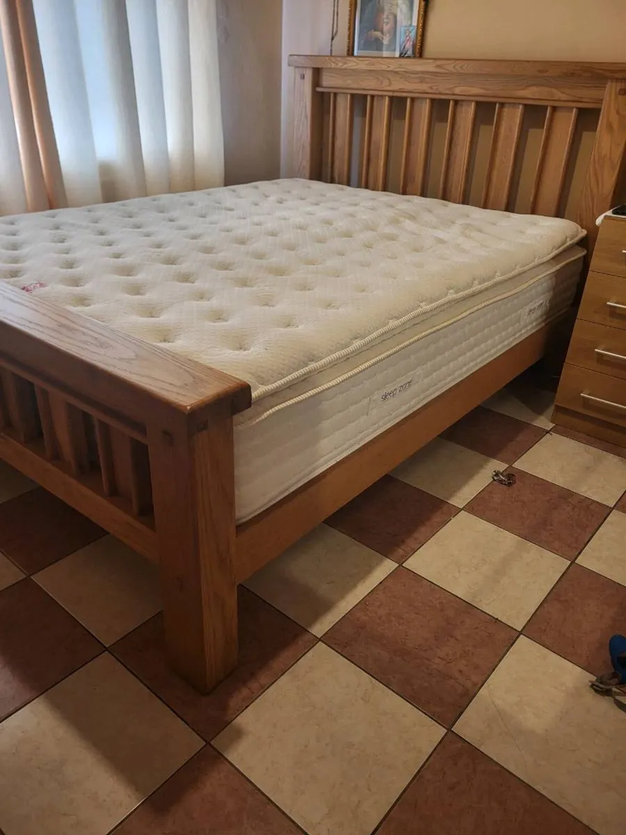 Solid aok bed and mattress - Image 2