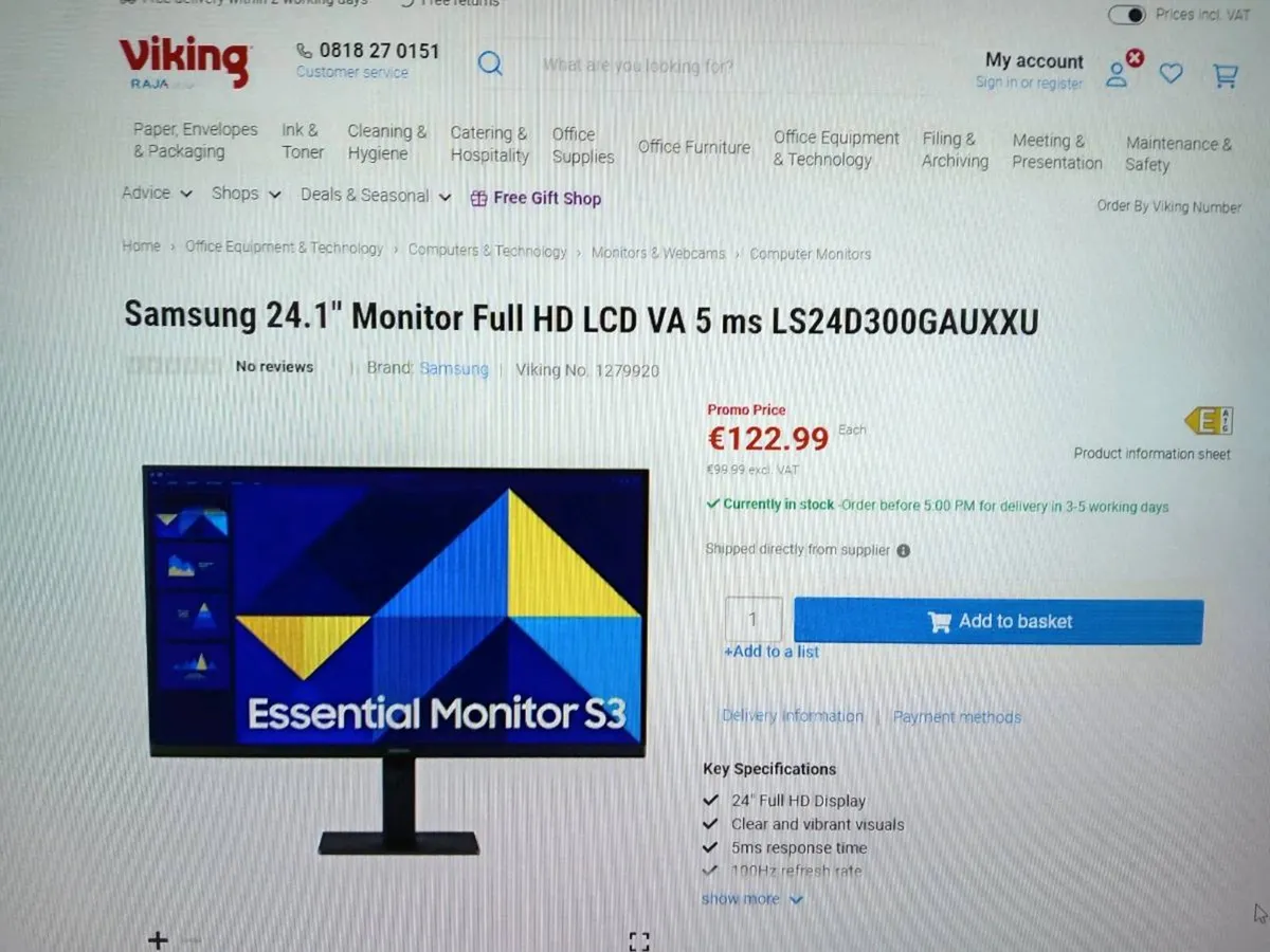 Samsung 24 Inch Monitor/TV/Gaming 100Hz- Brand New - Image 3