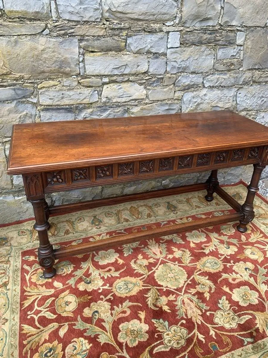 Jacobean Revival Carved Oak Hall Table - Image 4