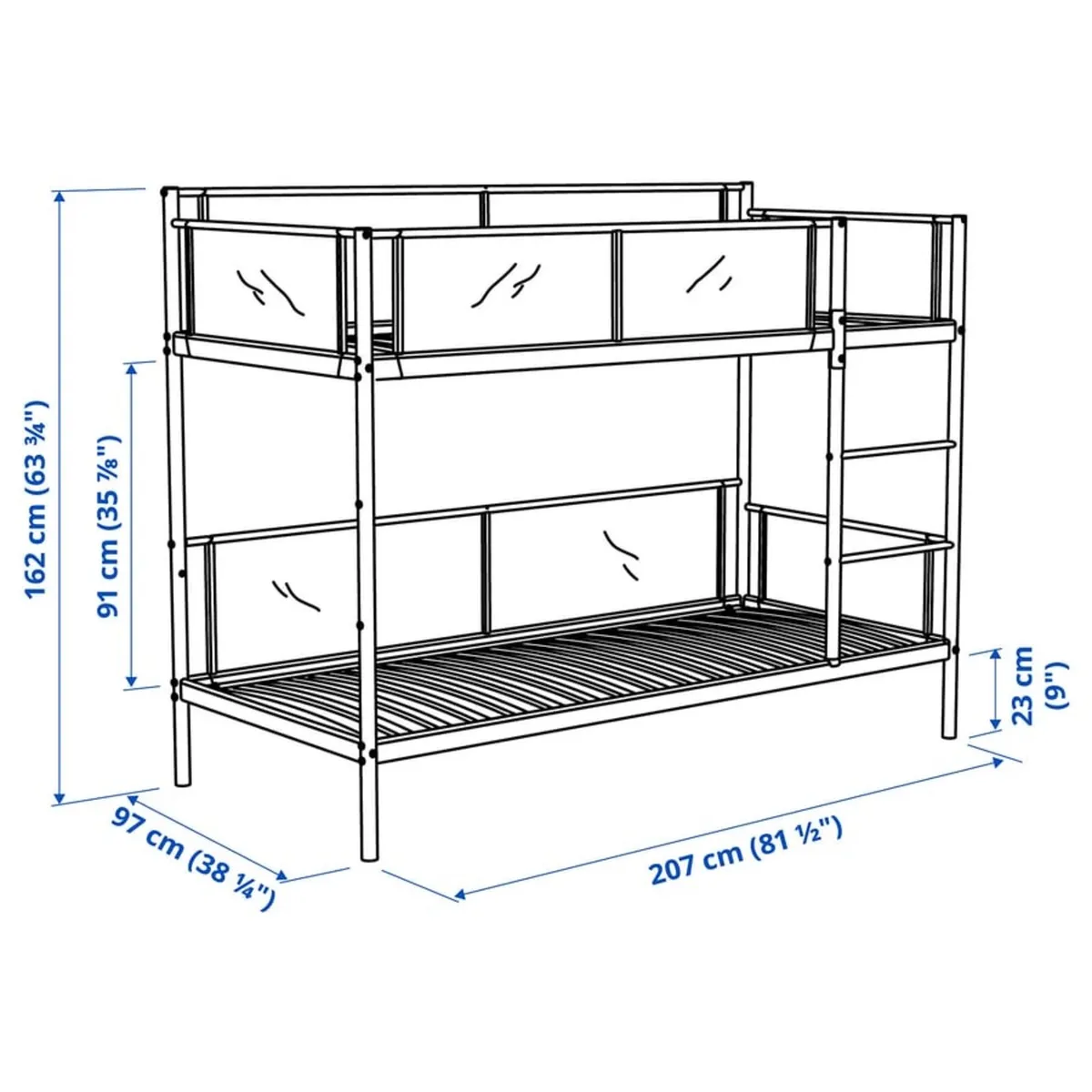 Bunk bed with under bed frame - Image 2