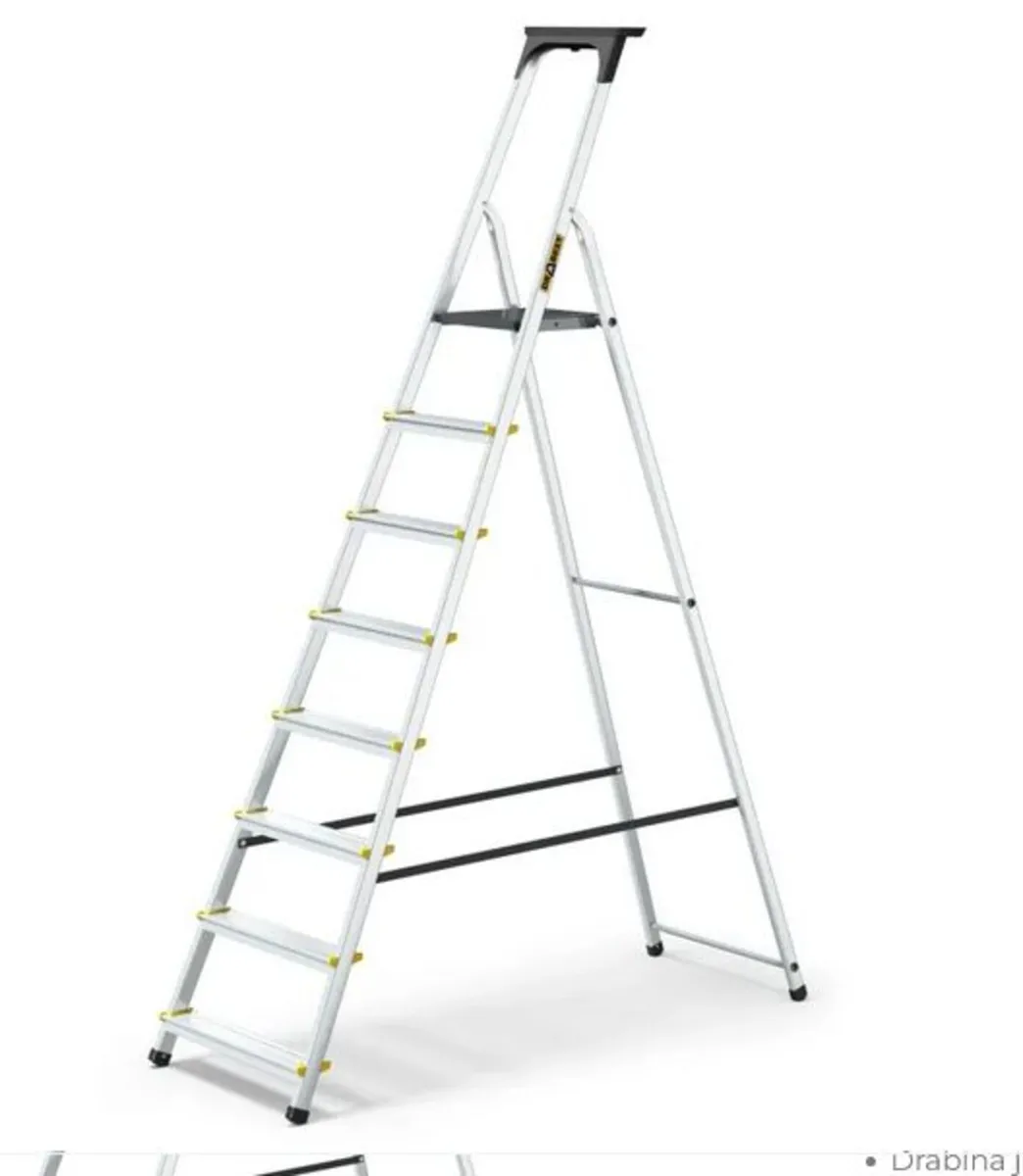 PRO Aluminum Ladder with 8-Step Shelf - Image 1