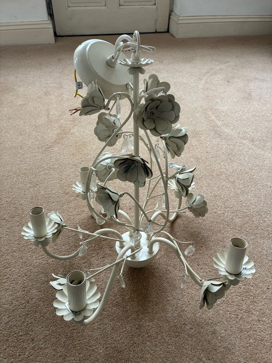 Cream/beige flower chandelier light fitting - Image 1