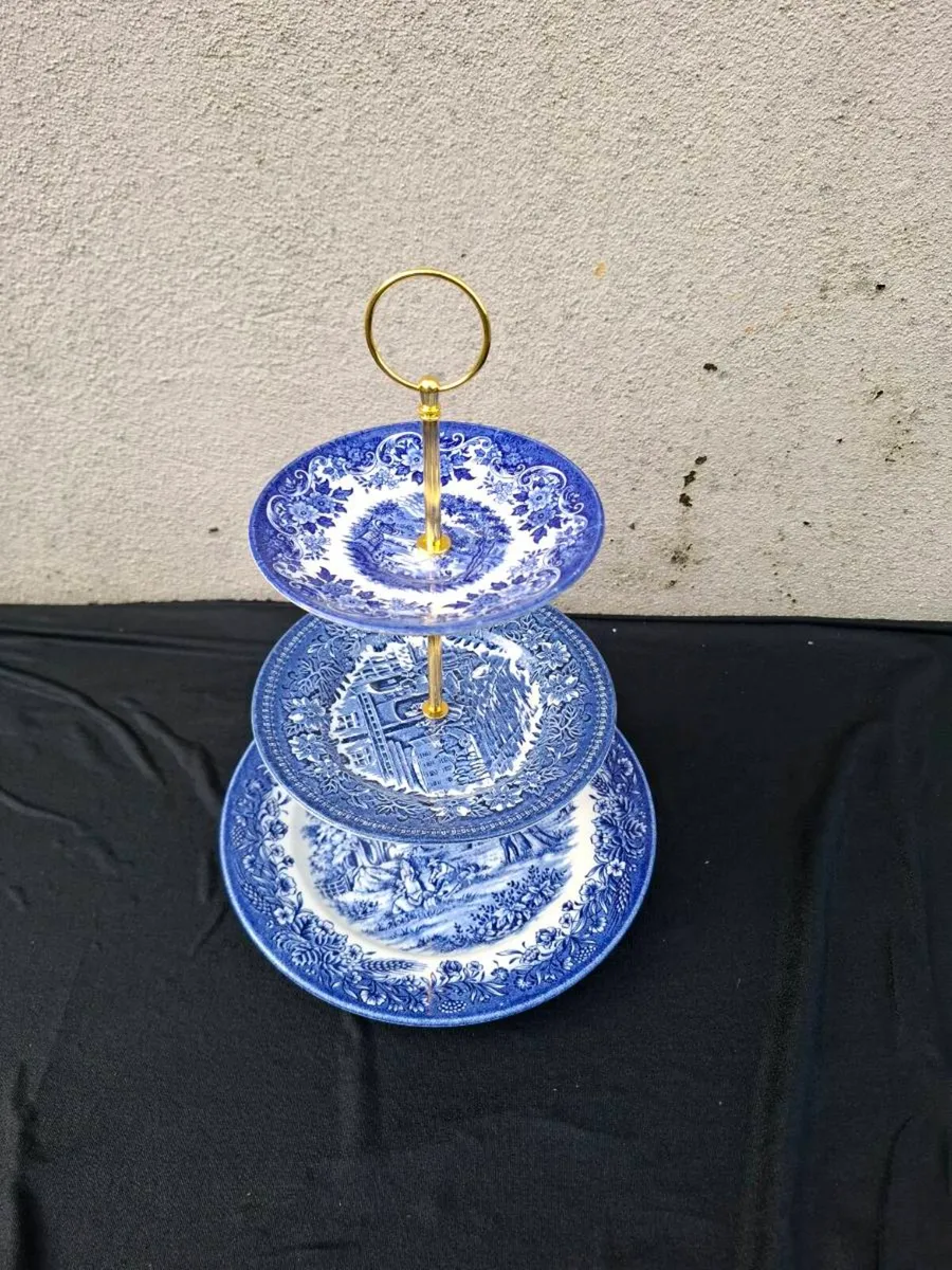 By post only blue 3 tiers homemade cake stand - Image 2