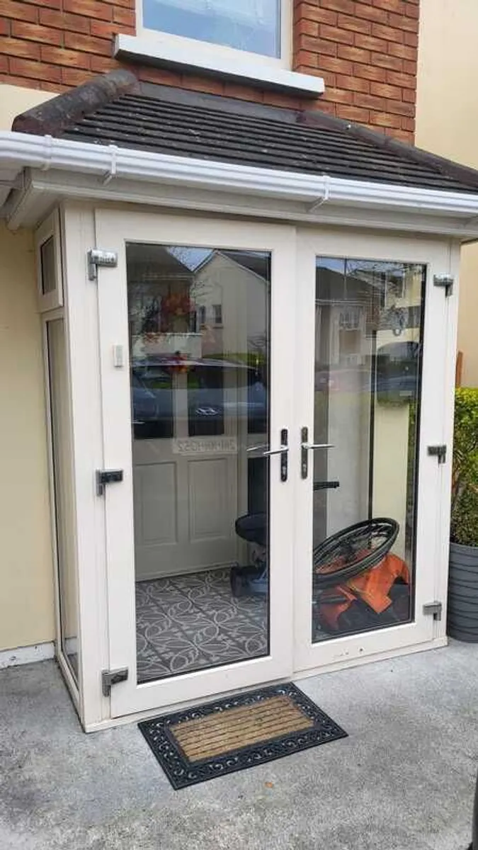 French Doors and side panels cream UVPVC - Chrome Hard wear - Image 1