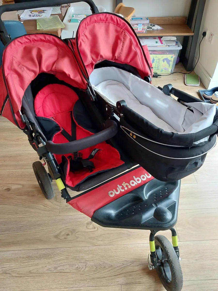 Out n About double Buggy with Carry cot - Image 1