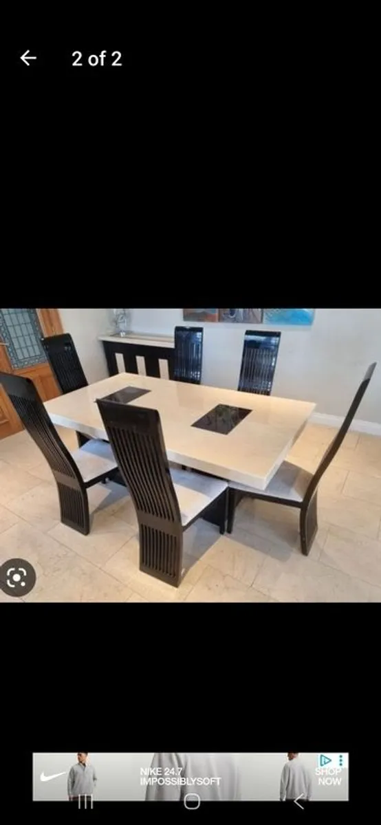 marble table and 6 chairs - Image 2
