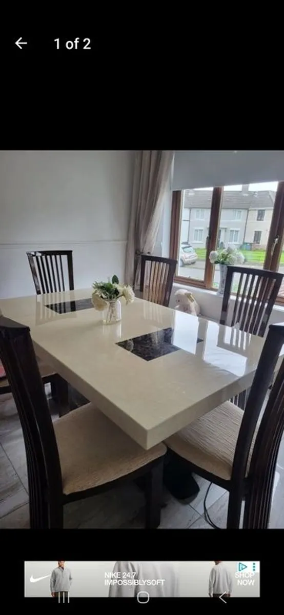 marble table and 6 chairs - Image 1