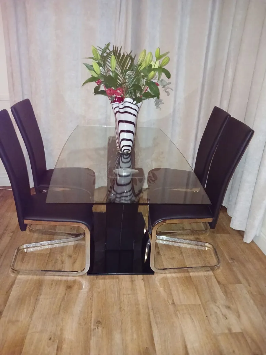 Glass Dining Tabe with Chairs - Image 1