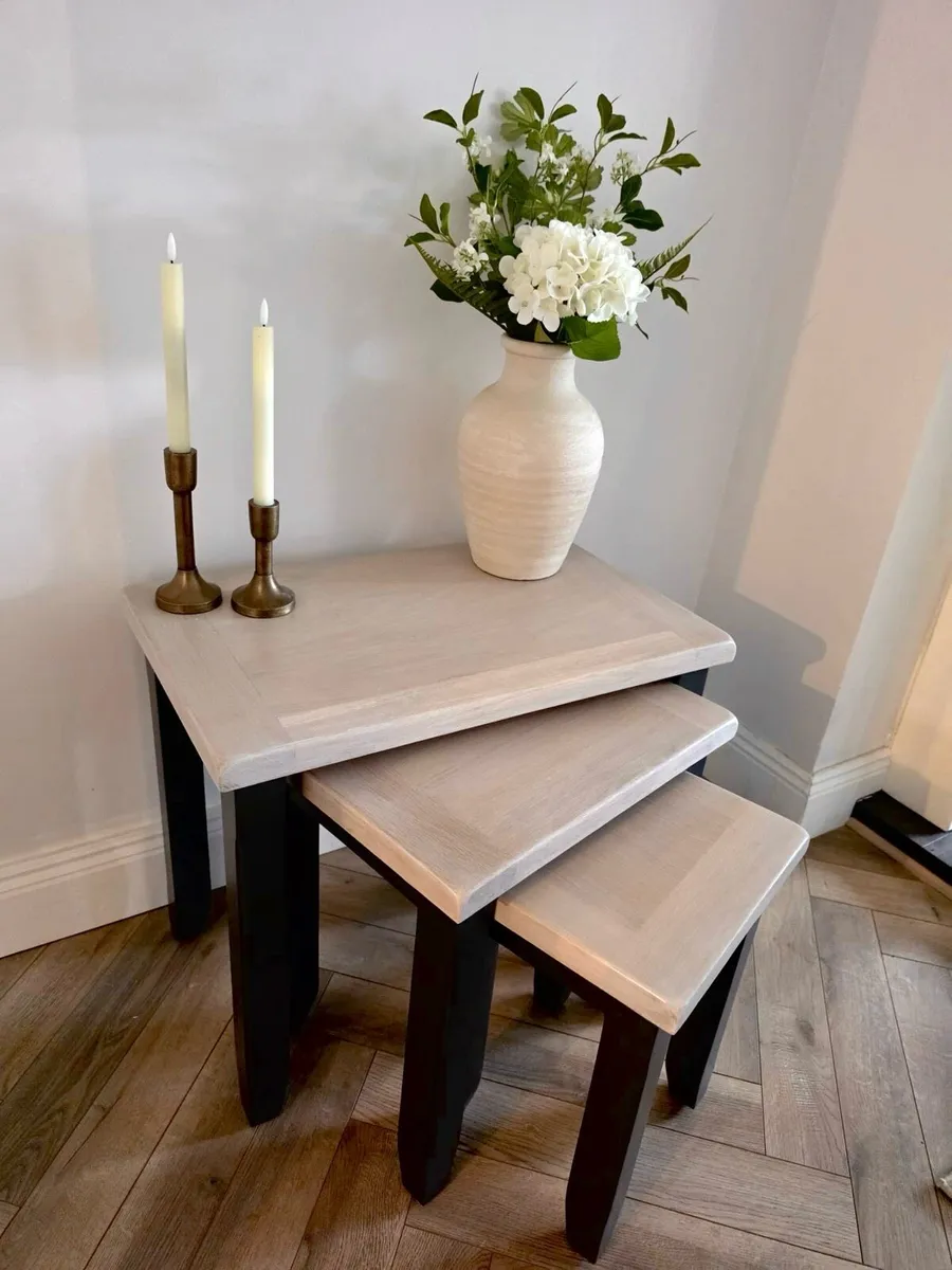 Modern Farmhouse Nest of Tables - Custom Solid Oak - Image 2