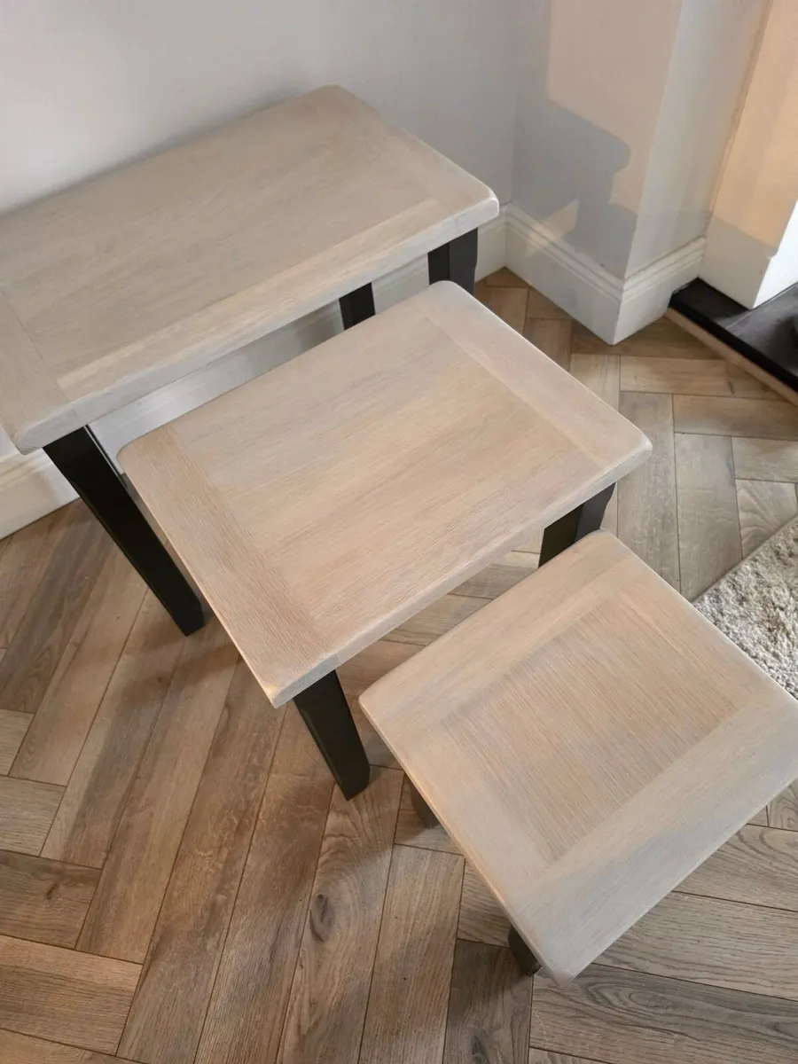 Modern Farmhouse Nest of Tables - Custom Solid Oak - Image 3
