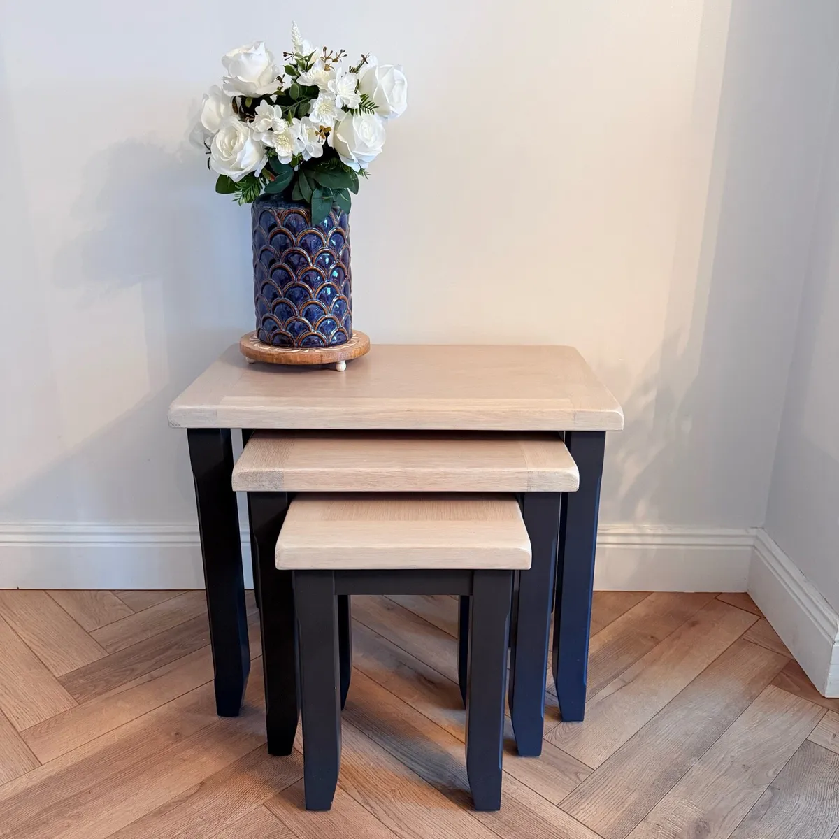 Modern Farmhouse Nest of Tables - Custom Solid Oak - Image 4