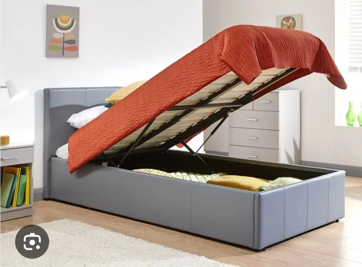 Single Leather Ottoman Storage Beds - Image 2