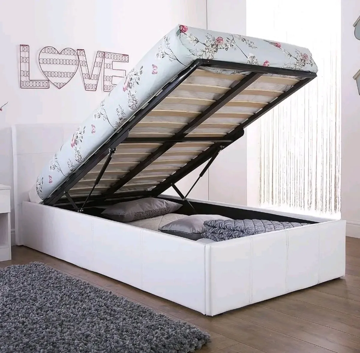 Single Leather Ottoman Storage Beds - Image 4