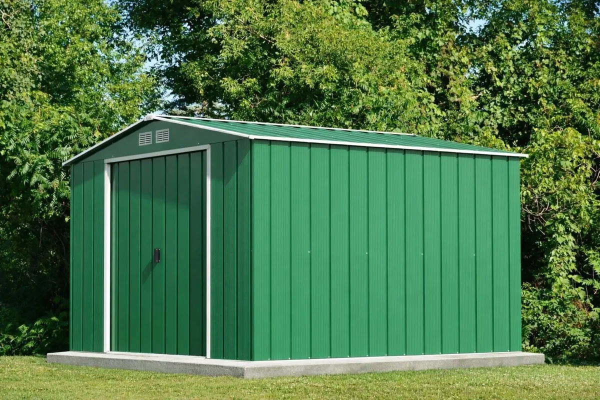🏡 10x12 Steel Green Garden Shed –| FREE Floor Kit - Image 1