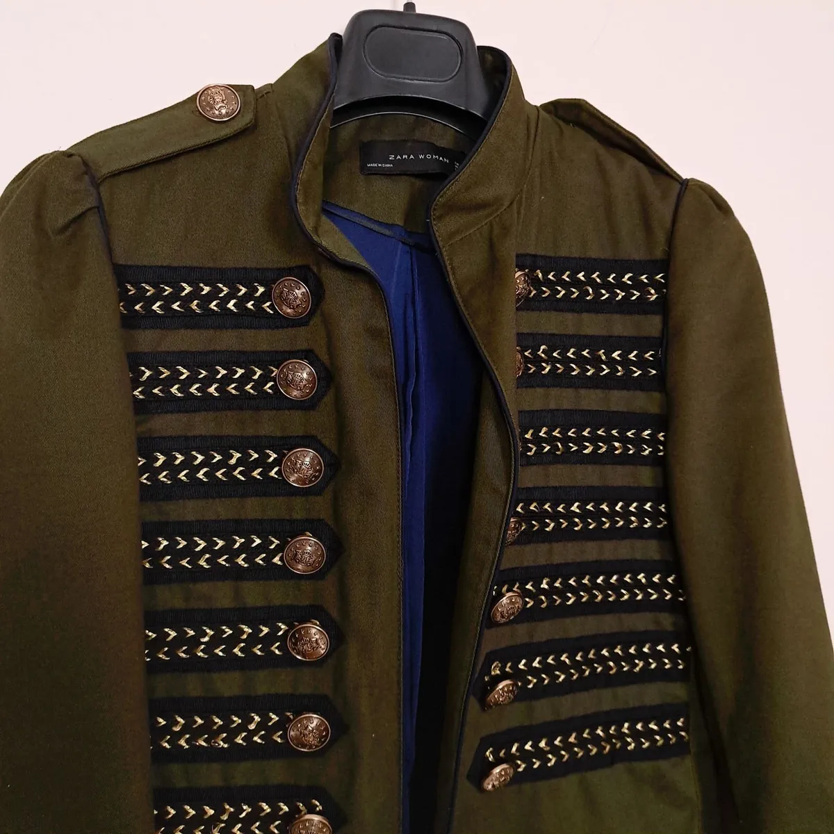 Zara Khaki Olive Green Military Hussar Jacket XS - Image 4