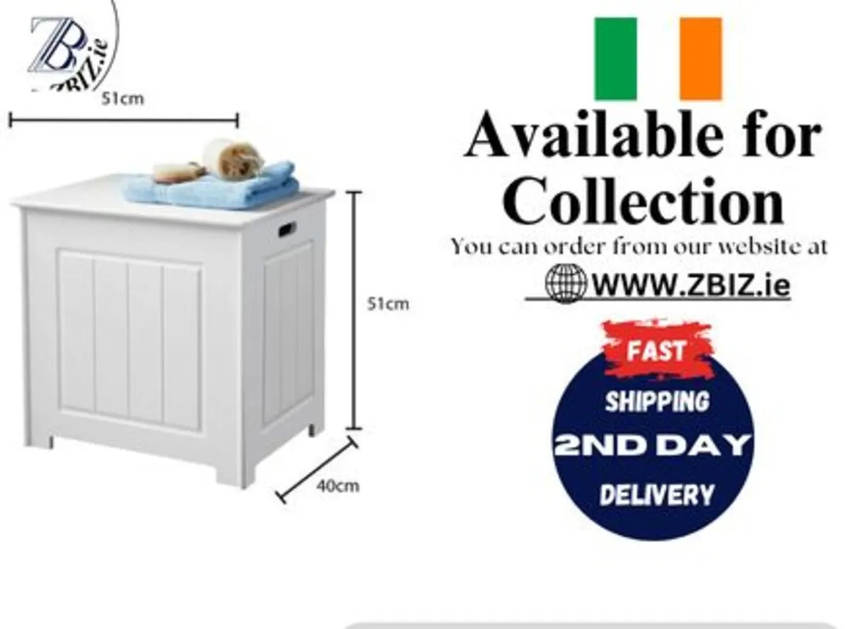 Large Wooden Chest Storage Stool, Laundry Bin - Image 1