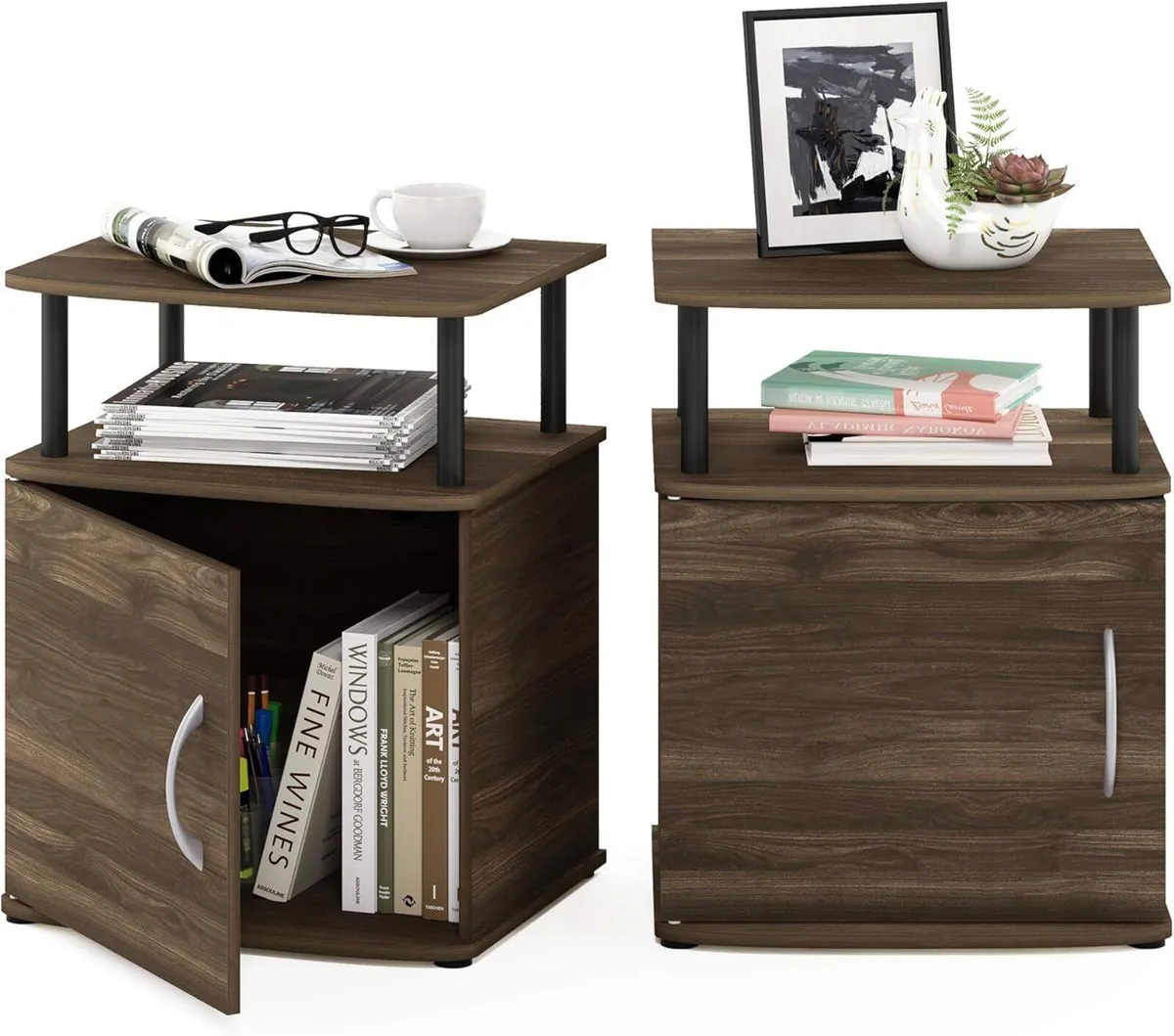 JAYA Side Table Set of 2 2-Tier Open Shelf End - Image 1