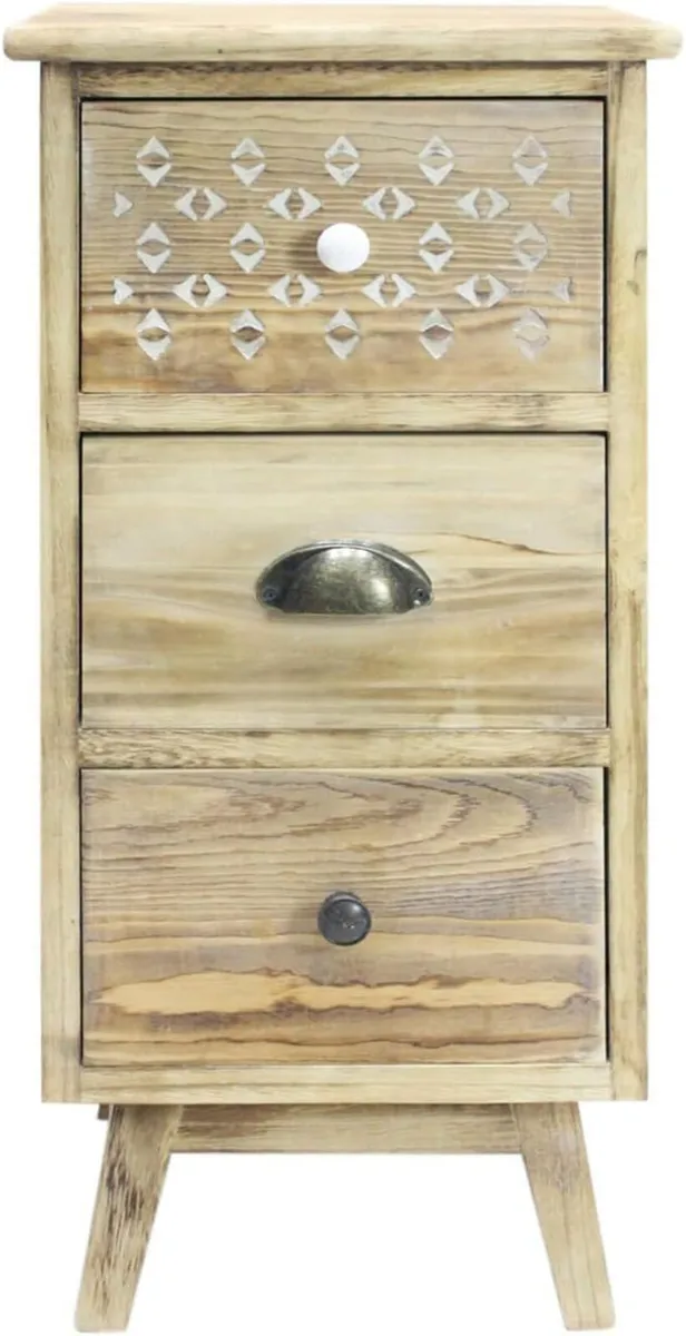 Narrow Nightstand Small Chest of Drawers 3 Light - Image 1