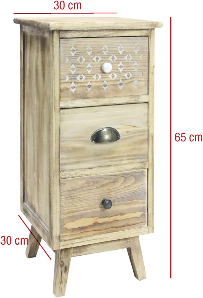 Narrow Nightstand Small Chest of Drawers 3 Light - Image 3
