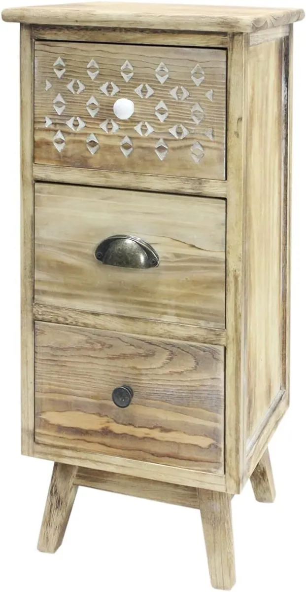 Narrow Nightstand Small Chest of Drawers 3 Light - Image 4
