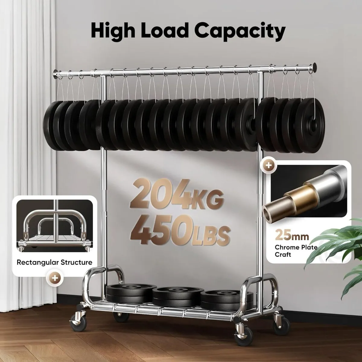 Heavy Duty Clothes Rail 204kg (450lbs) Capacity - Image 4