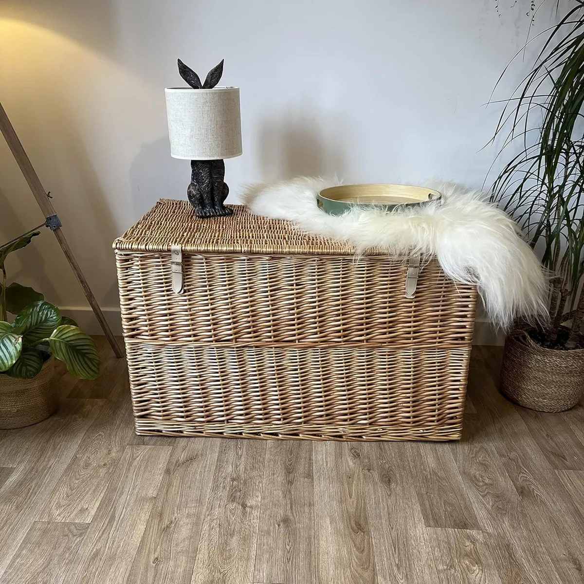 - Lightweight Wicker Storage Trunk Box with Lid - Image 2